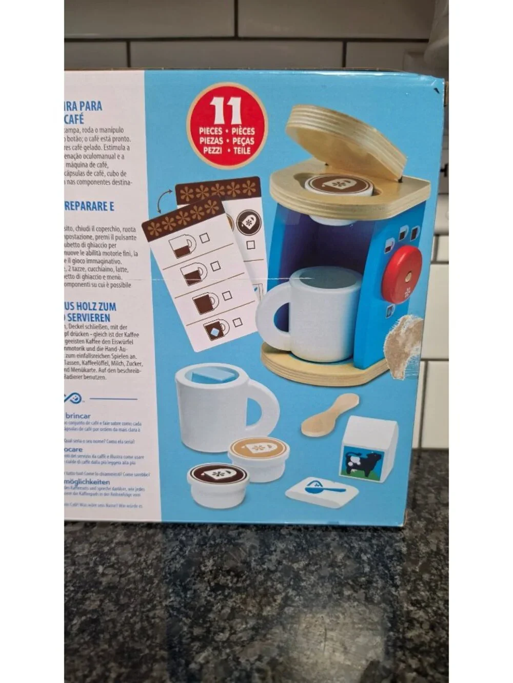 MELISSA AND DOUG BREW AND SERVE COFFEE BARISTA WOODEN PLAY KITCHEN FAKE FOOD SET